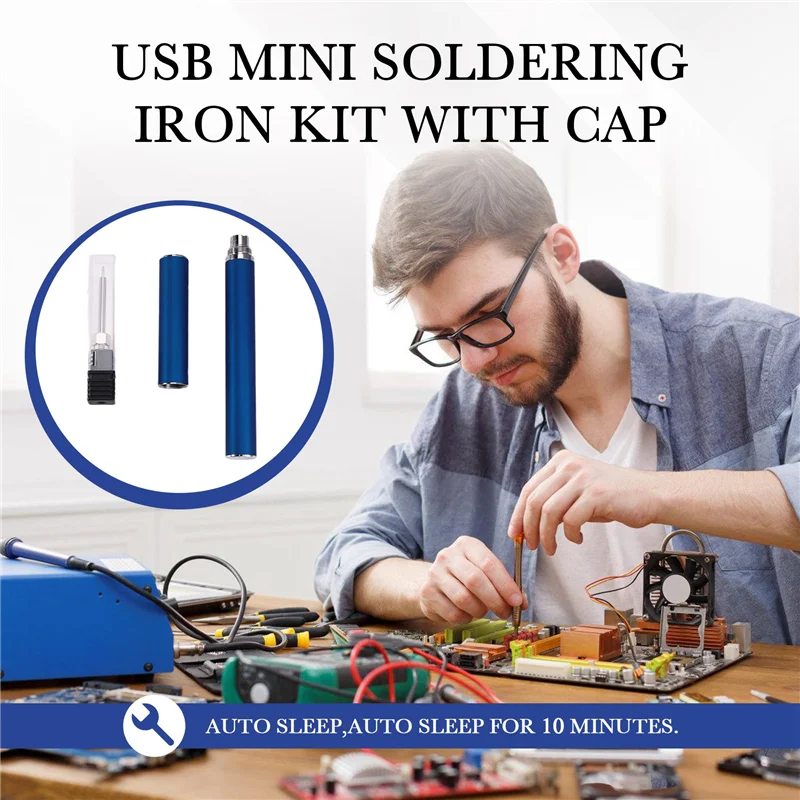 HFES 510 Thread Battery Cart Pen Voltaje ajustable Smart Power Pen USB Mini Kit de soldador con tapa azul