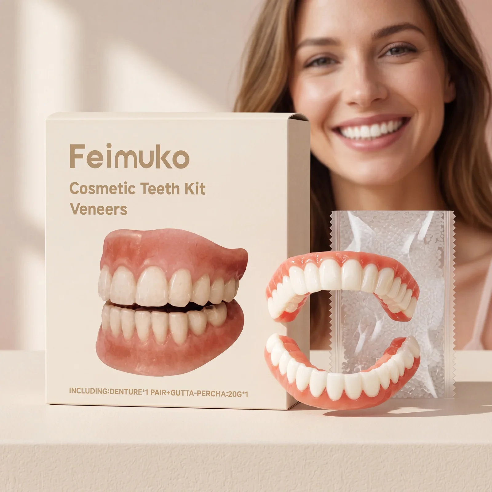 2026 Fresh Release Soft Silicone Upper & Lower Dentures, All-Day Comfort Teeth, Suitable for Seniors & Adults