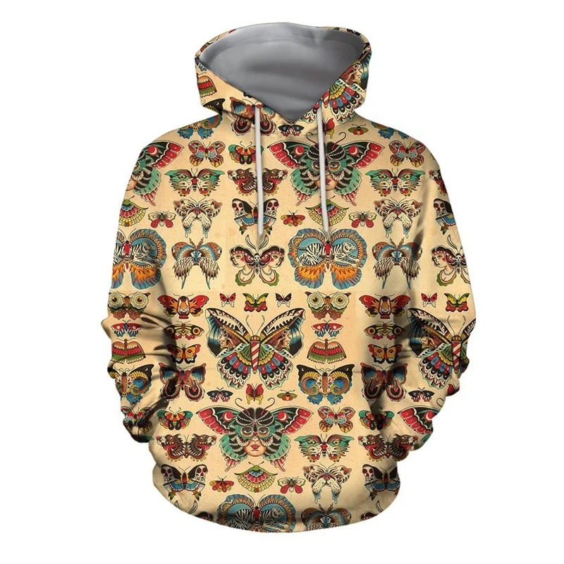 Graphic Butterfly Men's Fashion 3D Print Hoodie Streetwear Hoodies Long Sleeve Hooded Sweatshirs Autumn Oversized Male Clothing