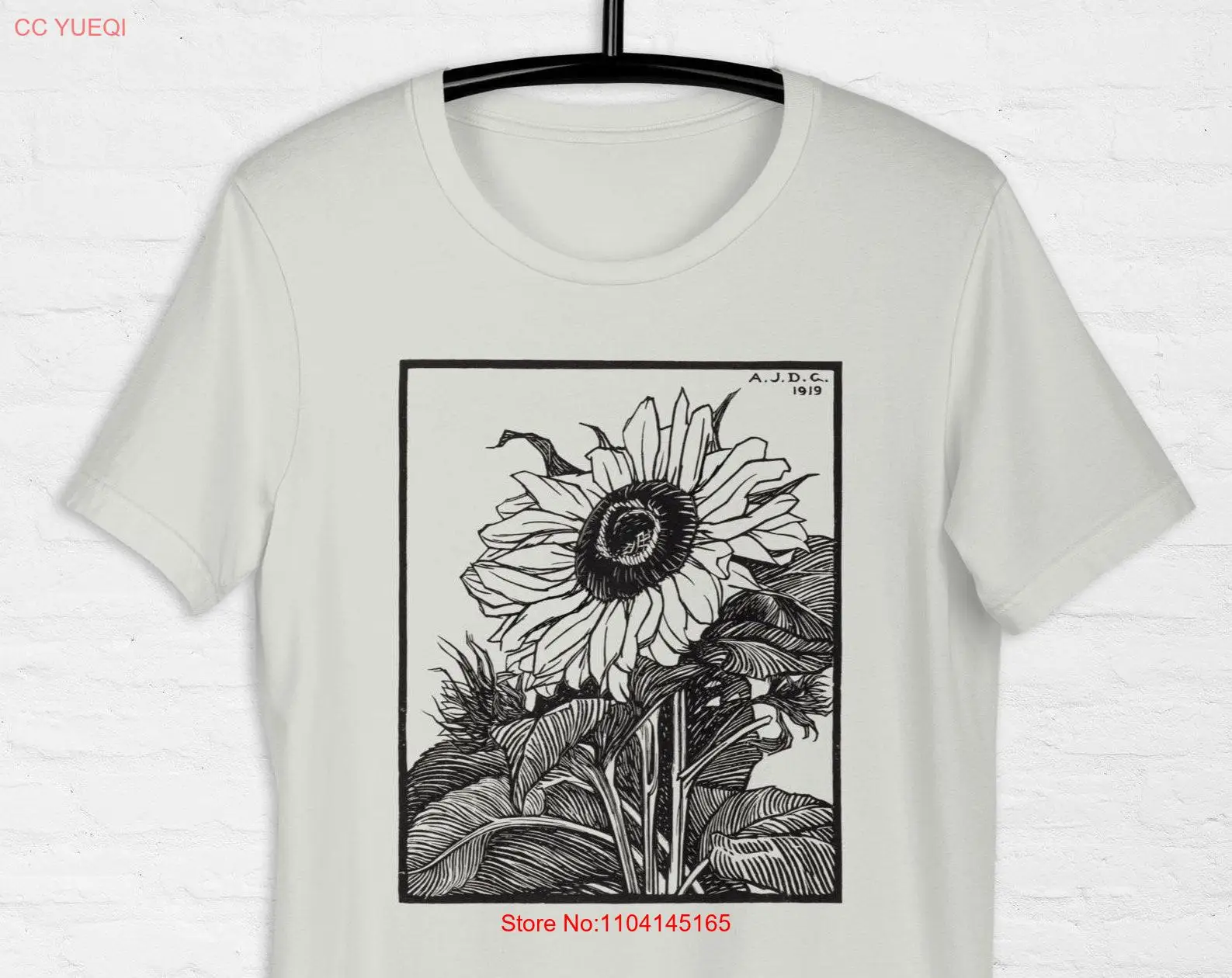 Vintage Sunflower by Julie de Graag T shirt Floral Print Clothing flower botanical art nouveau for Her nature apparel