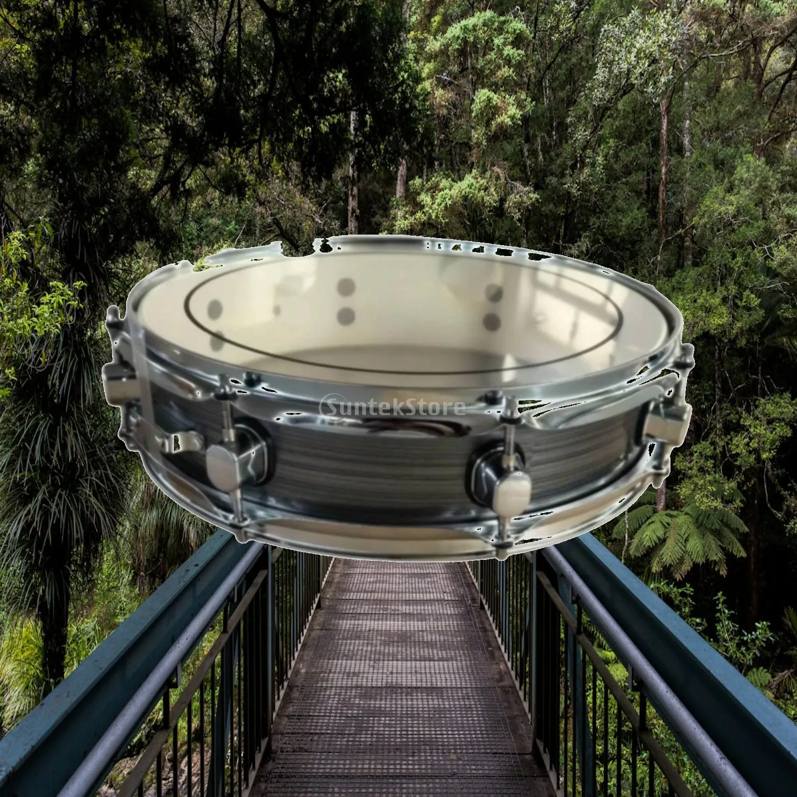 Compact Marching Snare Drum 14 Inch Shallow Shell for School Percussion Groups with Chrome Hoops and Adjustable Tension