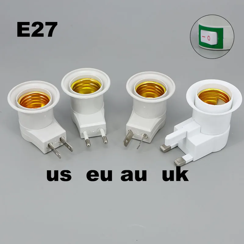220 فولت الولايات المتحدة الاتحاد الأفريقي الاتحاد الأوروبي المملكة المتحدة E27 مصباح محول مأخذ التوصيل مع تشغيل/إيقاف التبديل البلاستيك القياسية المسمار في المقبس منفذ محول لمبات المنزل B4 #2