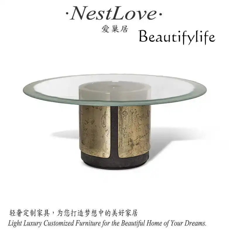 light luxury modern wind tempered glass dining table creative high-grade stainless steel old style can be customized