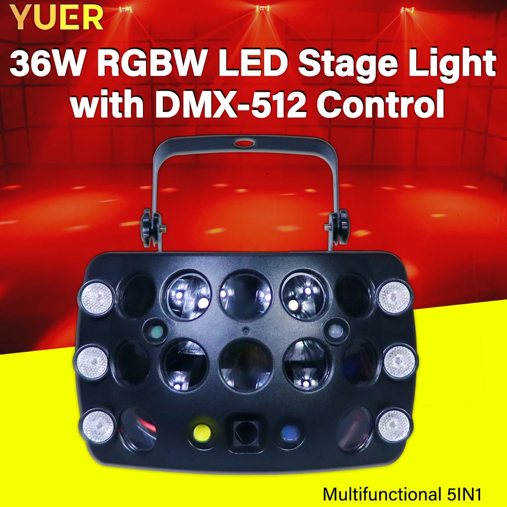 

36W RGBW LED Stage Light with Laser Effects, DMX-512, Sound Activated, Auto Mode – Ideal for Parties, Events, and Stage Shows