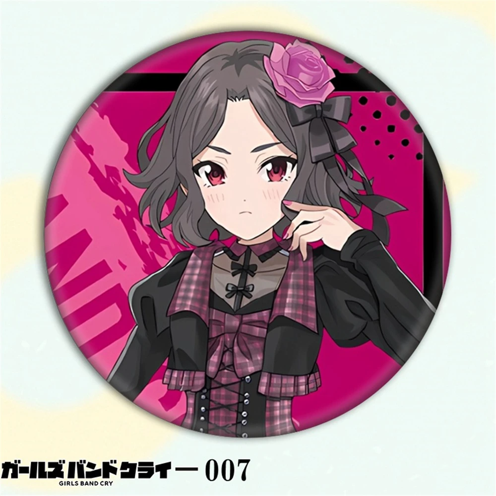 

58mm Anime GIRLS BAND CRY Awa Subaru RUPA Ebizuka Tomo Kawaragi Momoka Cosplay COSTUME Badge Pin SPTE Tinplate Brooch Prop