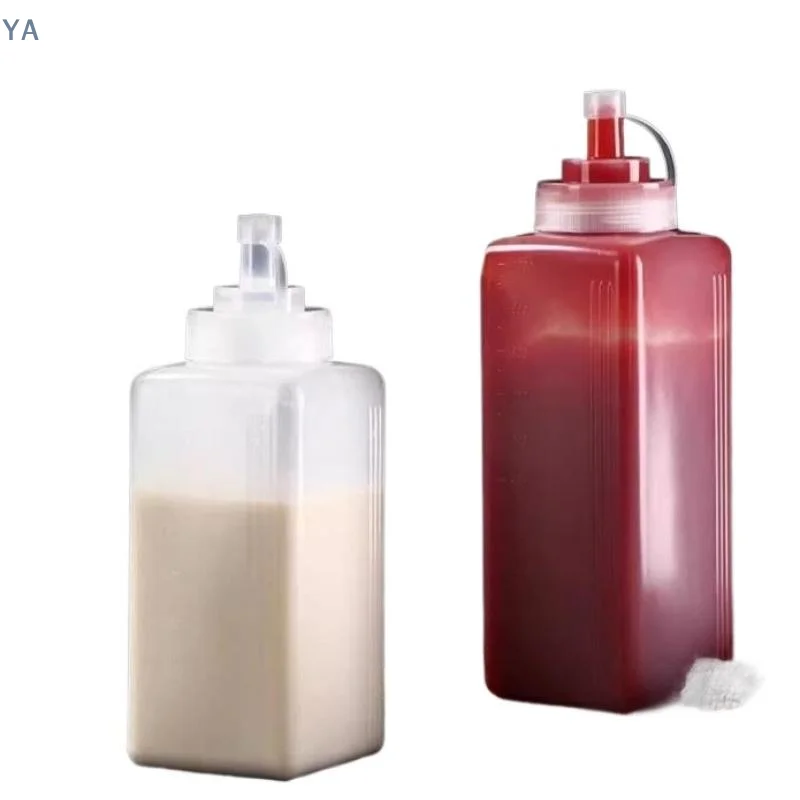 【Y】600/800/1000ML Squeeze Sauce Bottles Condiment Dispenser Large Mouth Dustproof Kitchen Seasoning Salad Sauce Olive Oil Bottle