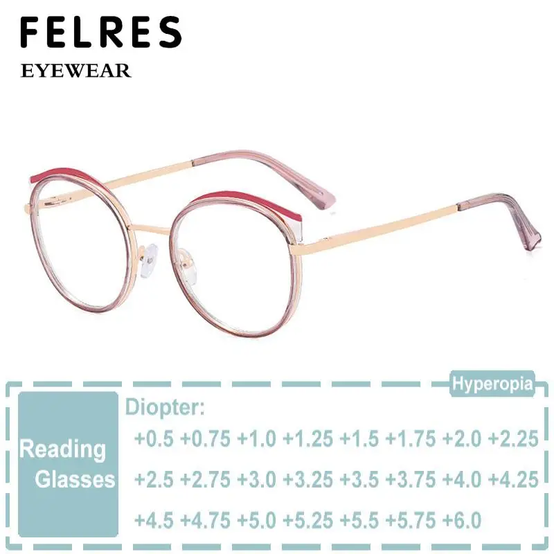 Fashion Circular Ultra Light Anti Blue Light Glasses Colorful Frame Reading Glasses Women Computer Optical Presbyopia Eyeglasses