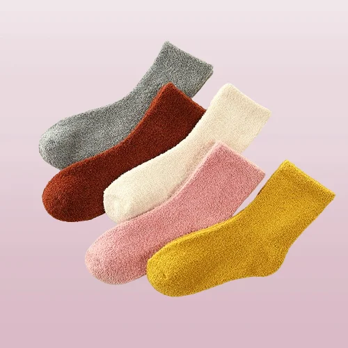 5/10 Pairs High Quality Children's Socks Double-sided Fleece Middle Tube Socks Coral Fleece Thick Baby Socks