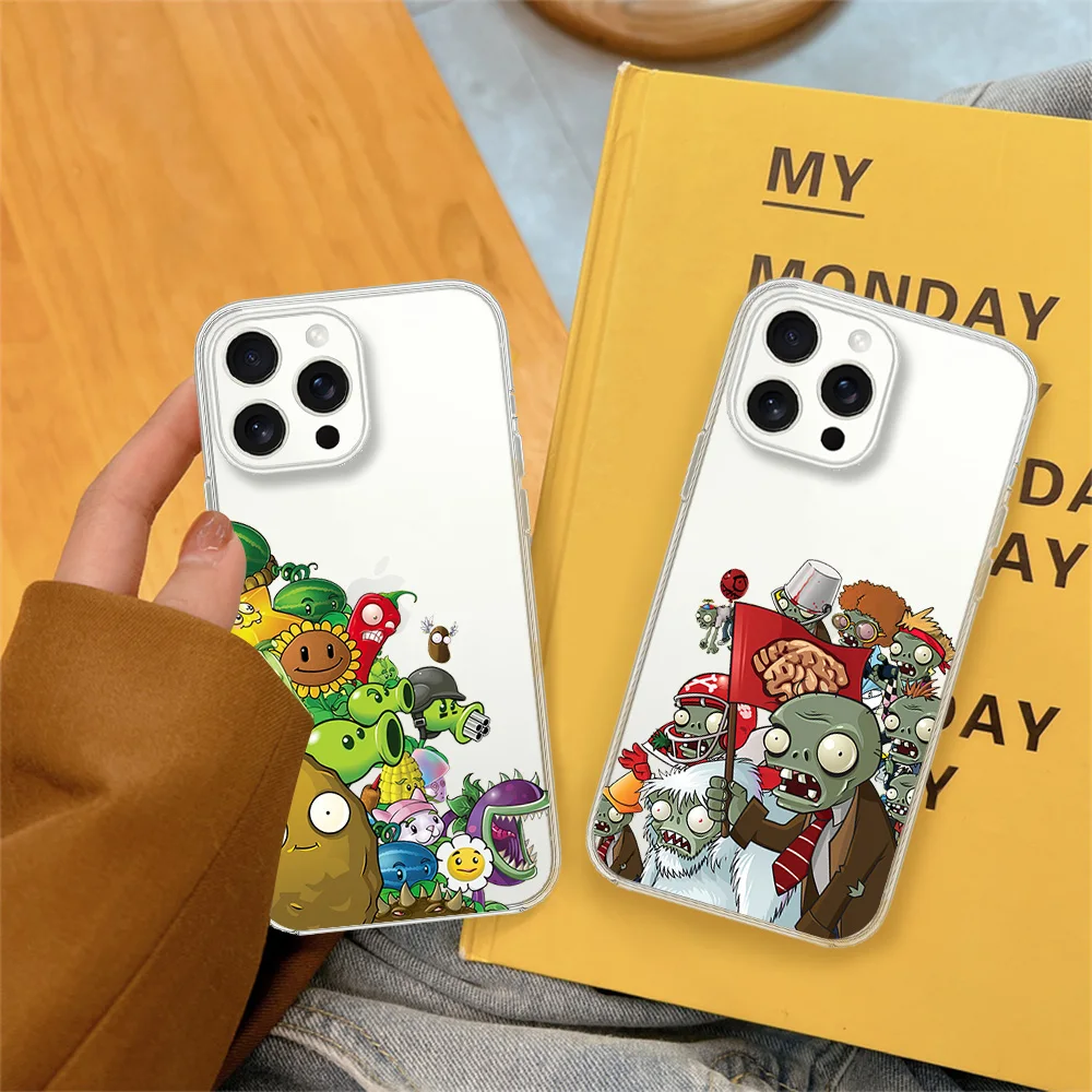 Game P-Plants vs zombies For Samsung Galaxy S24 S23 S22 S21 S20FE Plus Ultra Transparent Shell