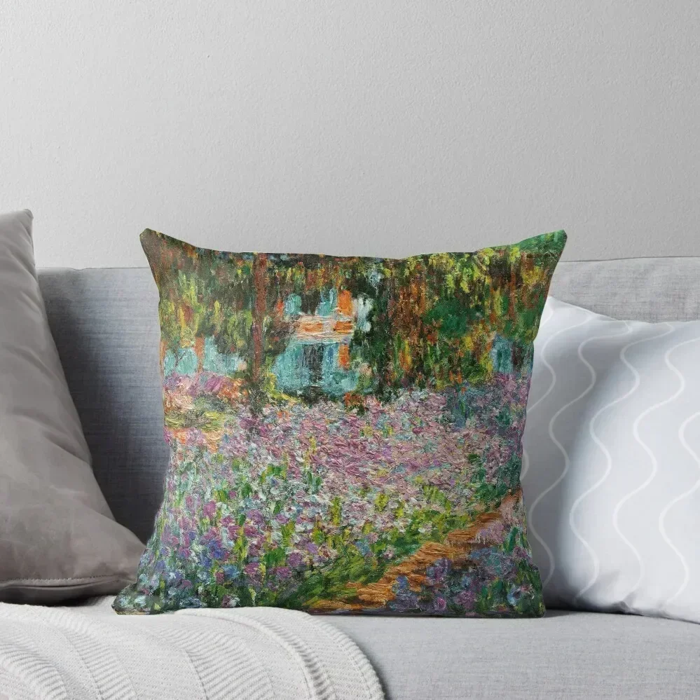 Irises in Monet's Garden - Claude Monet Throw Pillow Pillow Case Christmas pillows decor home Luxury Sofa Cushions pillow