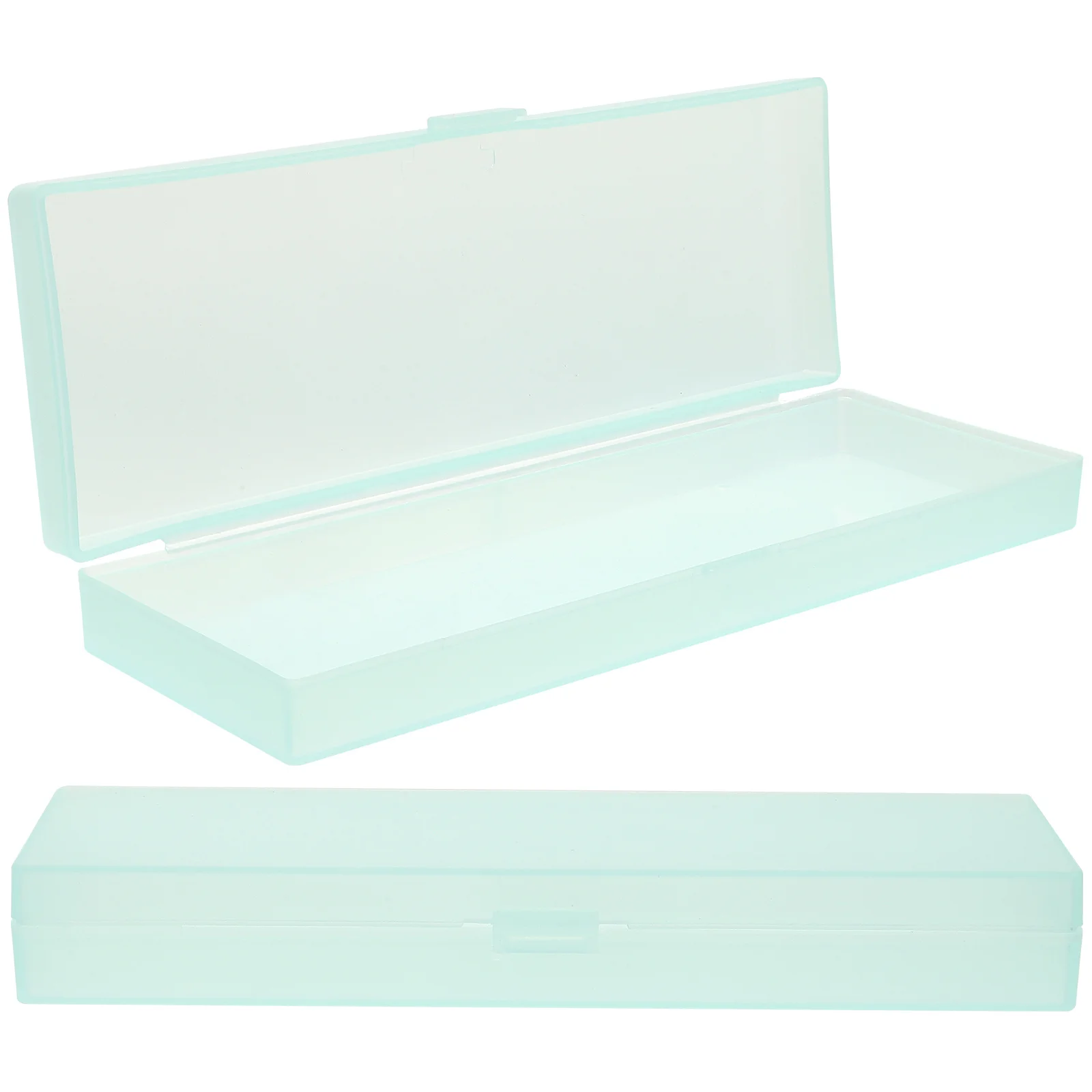 

2pcs Transparent Pencil Case 19.5 X 6.5 X 2.5Cm Clear Plastic Box Snap Closure Lightweight Storage Pouch For School Office