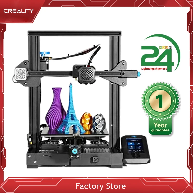 

Оригинальный Creality Ender-3 V2, 3D принтер Slilent, материнская плата TMC2208Stepper Drivers, новый пользовательский интерфейс и цветной ЖК-дисплей 4,3 дюйма, карборунд, стеклянная кровать