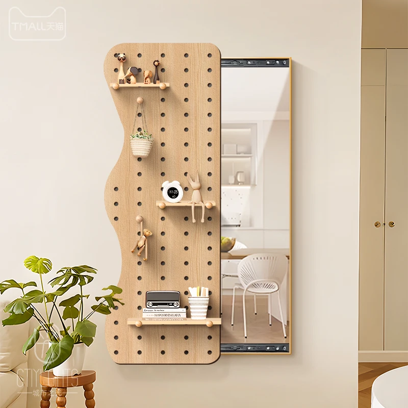 Hole plate rack full-length mirror porch invisible push-pull full-length mirror can be blocked and closed hidden fitting mirror