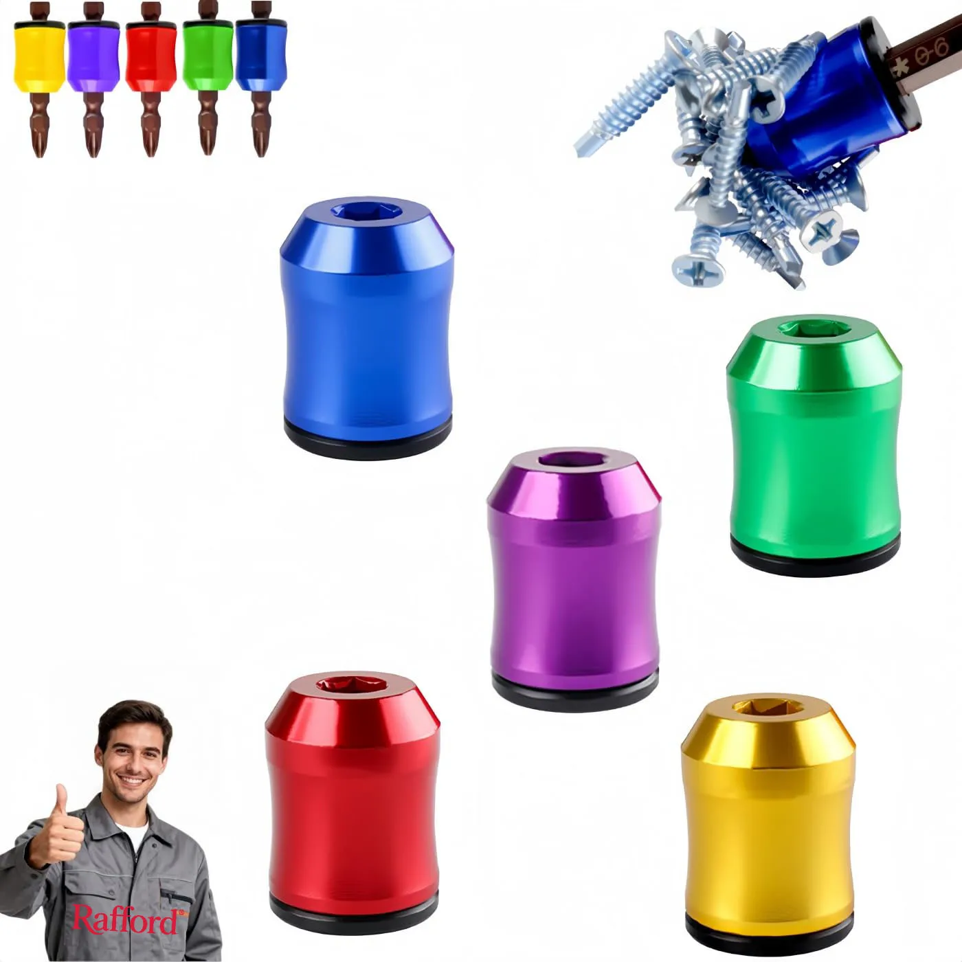 Rafford Aluminum Alloy Magnetizer Demagnetizer Ring for 6.35mm Screwdriver Bits - Magnetic Tip Booster for Precision Repair Work