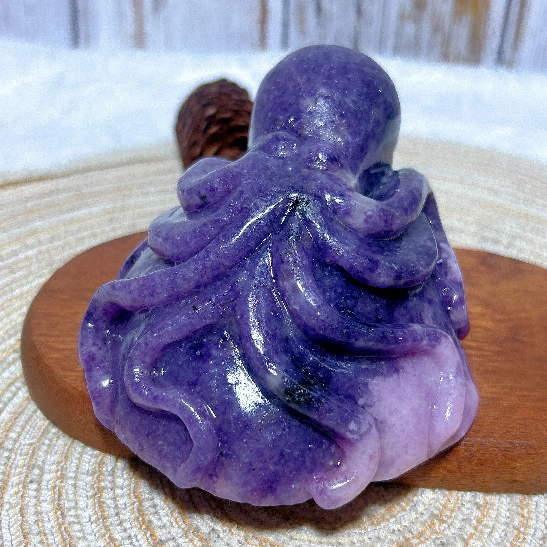 Healing Natural Crystal Lepidolite Octopus Devilfish Hand Carving Precious Mineral Reiki  Energy Home Decorations Holiday Gift