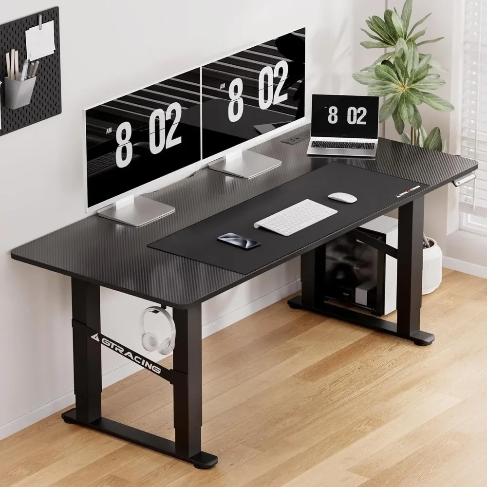

Компьютерный стол 55 x 28 дюймов с двумя двигателями, регулируемой высотой, розетками, светодиодной подсветкой, 3 предустановления памяти, стоячим столом на 4 ножках