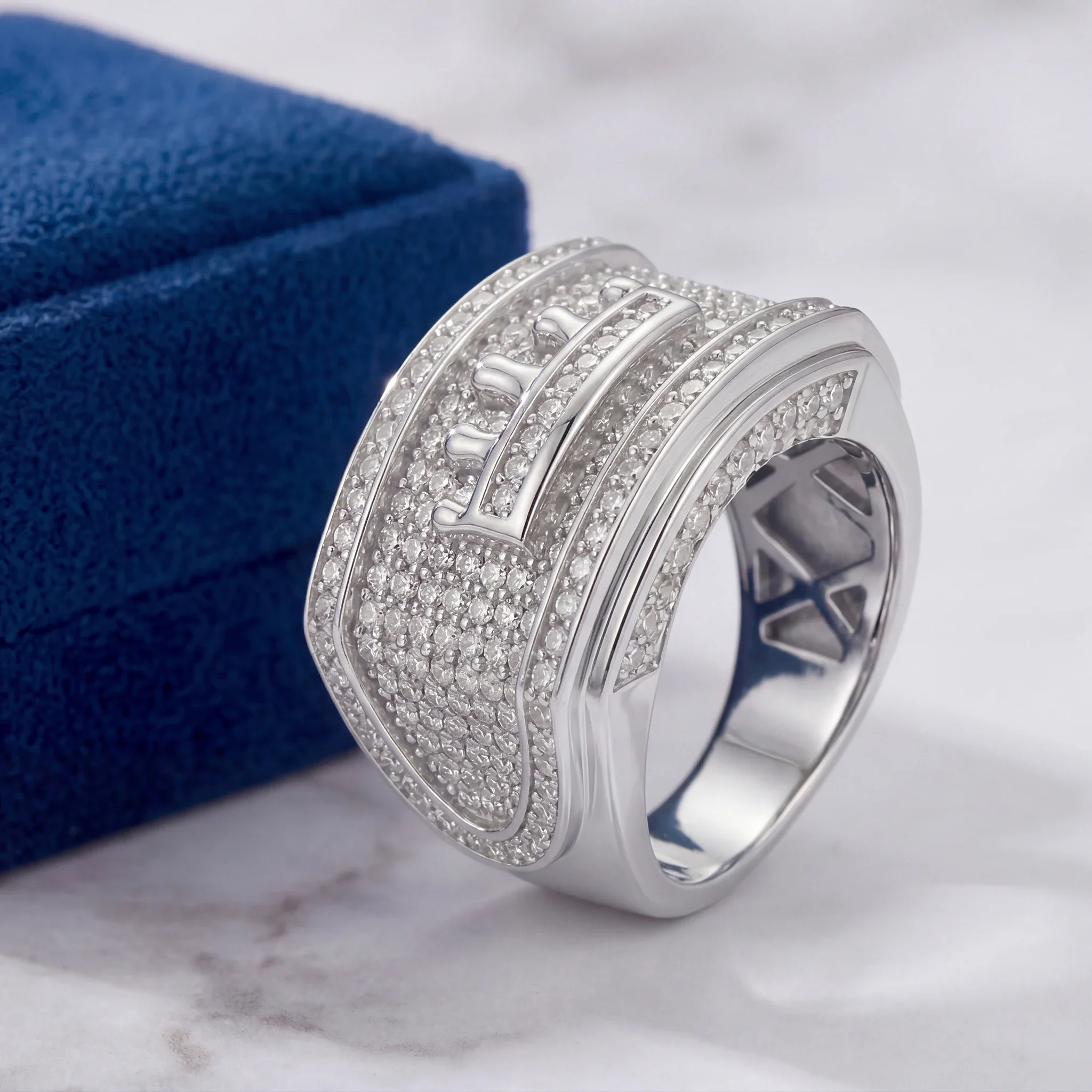 Full Iced Out Moissanite Men's Hip Hop Ring, Bling Bling Halo Statement Jewelry, Perfect Birthday/Anniversary Gift for Him view 4