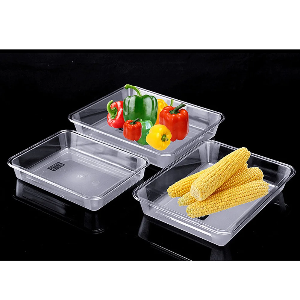 

Food Storage Clear Acrylic Rectangular Serving Tray For Party Dessert Anti-Slip Base Plastic Tableware Tray