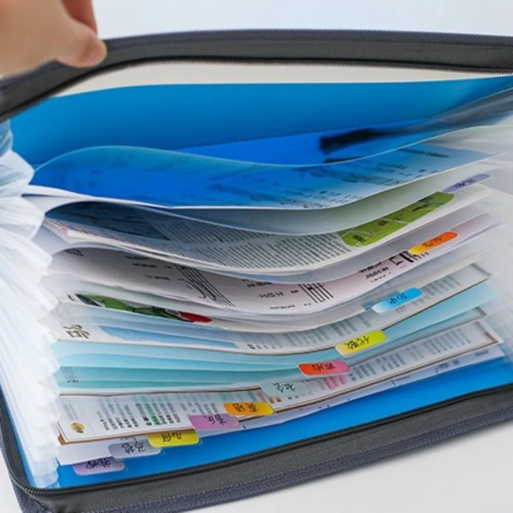 Folder File Ekspansi 13 Kantong A4 dengan Kantong Pensil Depan, Organizer File Akordion Portabel, Tas Penyimpanan Dokumen Multi-lapis untuk Kantor