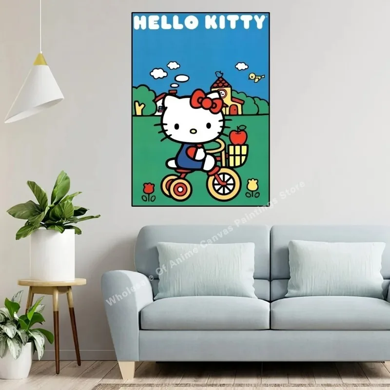 Kawaii Hello Kitty Poster Home Room Decor Aesthetic Art Wall Painting Stickers