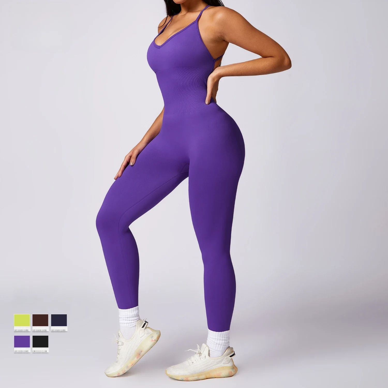 Seamless Backless One Piece Women Yoga Set Sport Jumpsuit Gym Fitness Workout Set Active Wear Tracksuit Sport Bodysuit Outfit