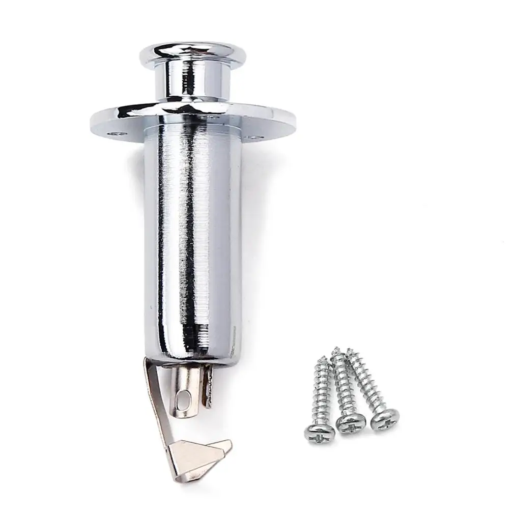 

Chrome Tube Guitar Bass Output Jack Cylinder Plug Endpin 1 4 Inch Stereo Phone Jack Mounting Screws Strap Button