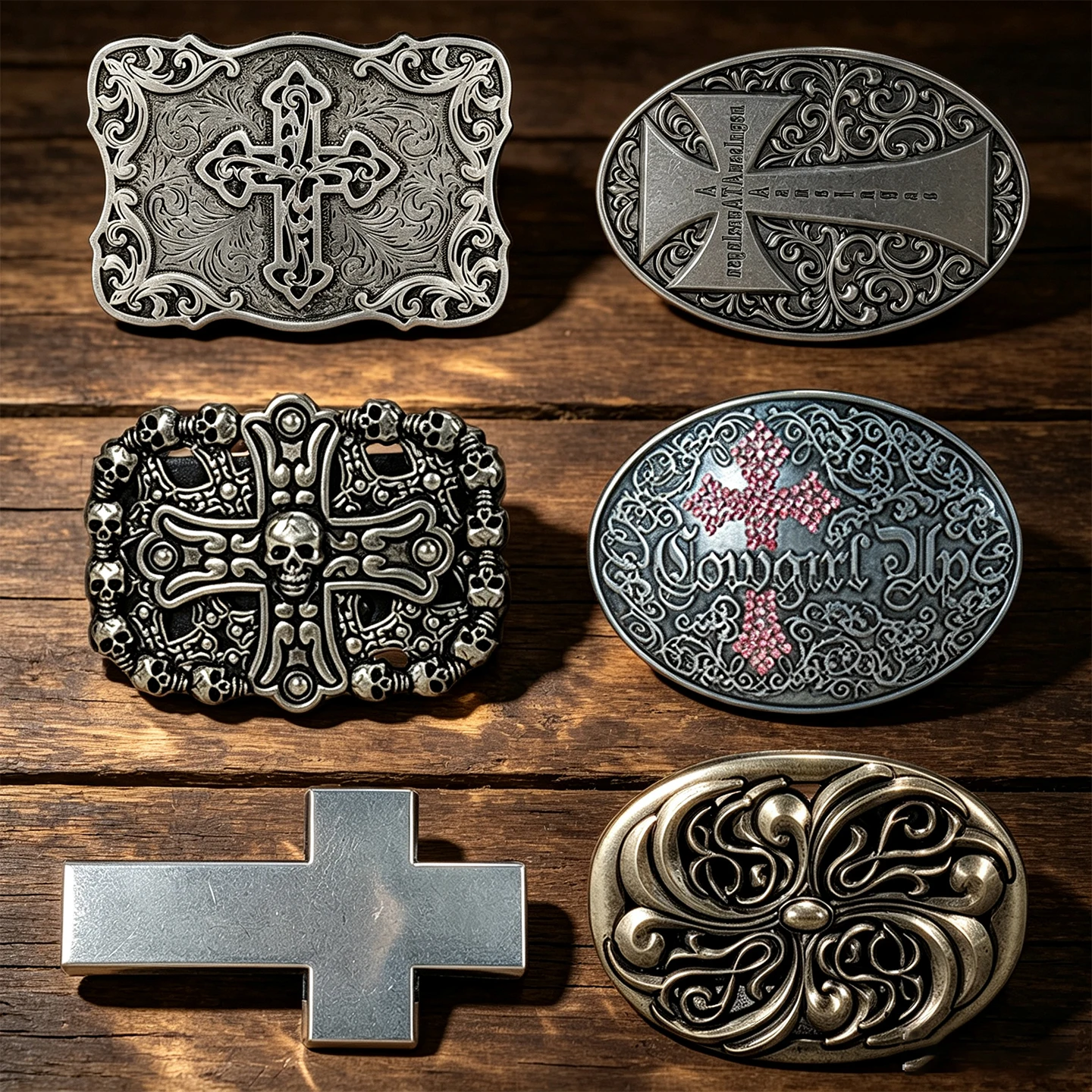Western Cowboy Punk Gothic Cross Alloy Metal Belt Buckle For Men Fashion Design Street Youth Motorcycle Party Accessories