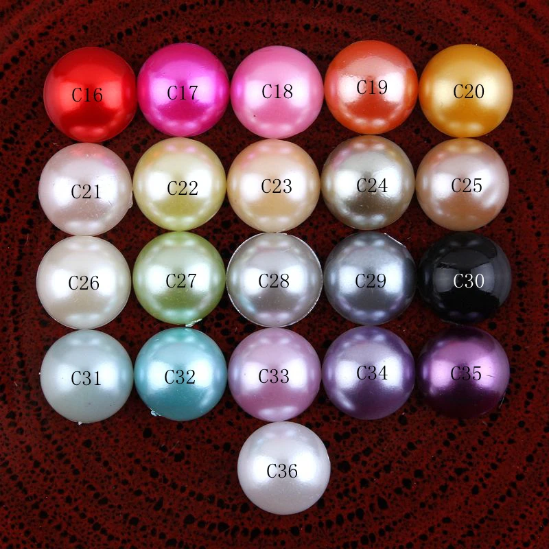 1000pcs/lot 12MM 21 Colors Handmade Resin Plastic Imitation Flatback Half Pearl Buttons Acrylic Pearl Beads For Hair Accessories