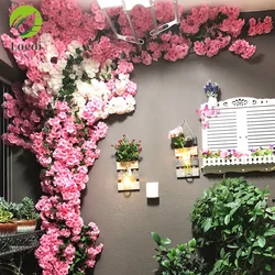 Cherry Tree Artificial Cherry Tree Rattan Artificial Flower Silk Wedding Background Wall Decoration Flower Home Decoration