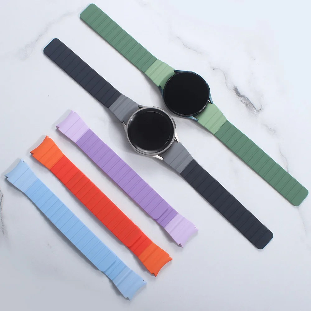 Suitable for Samsung watch6/5/4 silicone magnetic strap dual color silicone loop arc mouth sports outdoor strap