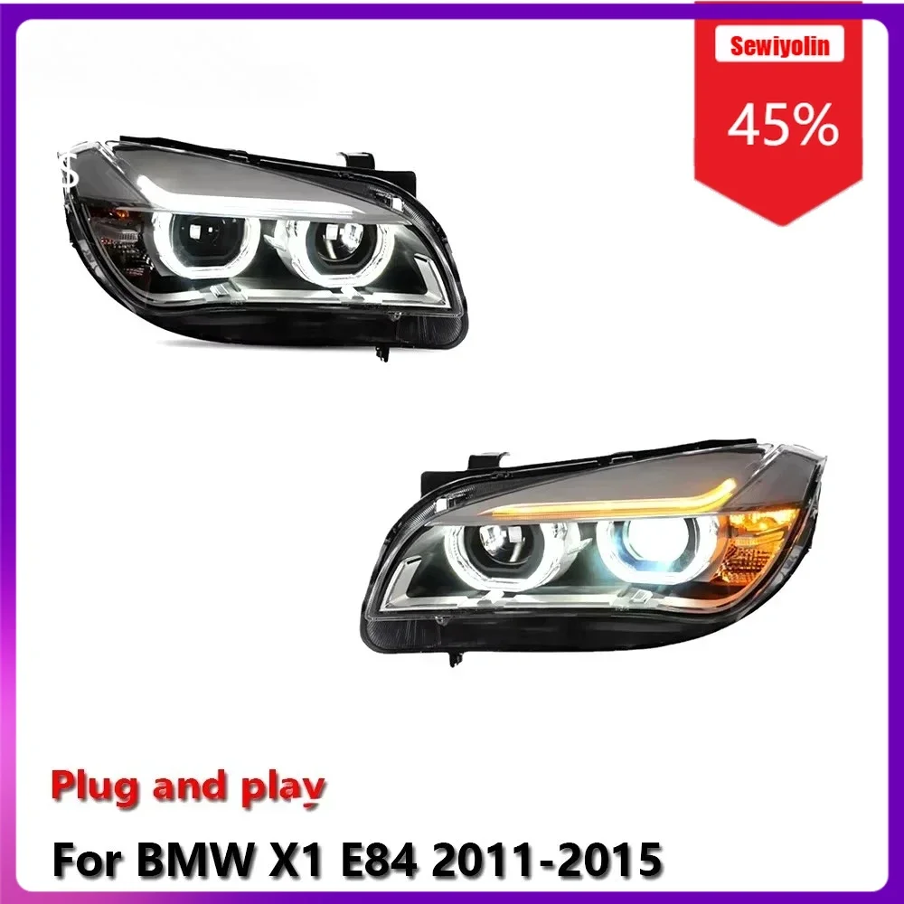 

Sewiyolin Автомобильные светодиодные фары в сборе для BMW X1 E84 2011-2015, автоматические противотуманные фары DRL, стоп-сигналы поворота Plug and Play