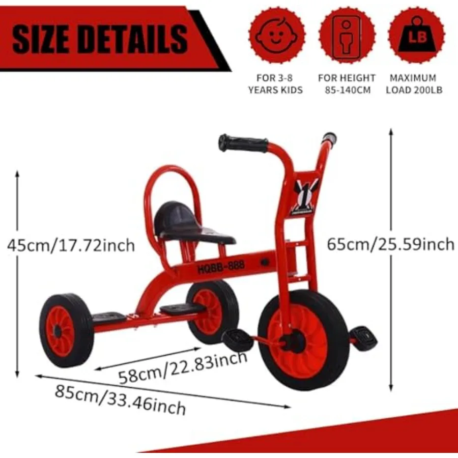 Triciclo per parco giochi in età prescolare Asilo nido Trike per bambini Bici per bambini per ciclisti dai 2 anni in su Tricicli per attrezzature per parchi giochi all'aperto