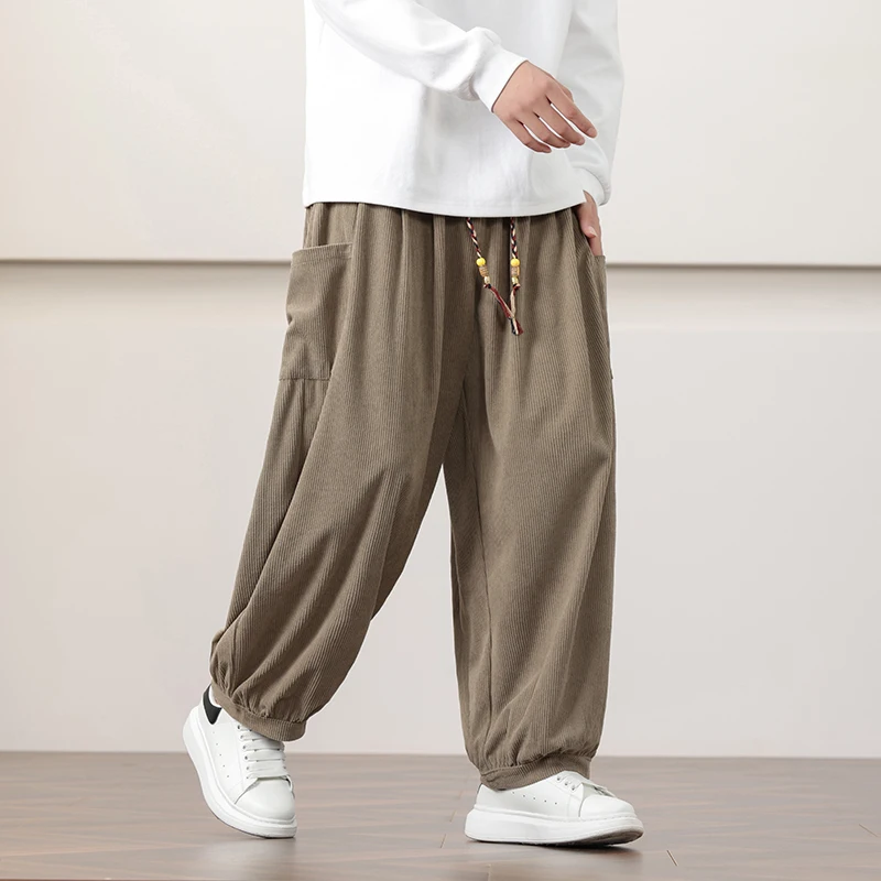 2026 Men Summer Autumn Bloomers Male Casual Printed Loose Cotton Harem Pants Men Big Crotch Pants Men Hip Hop Baggy Pants