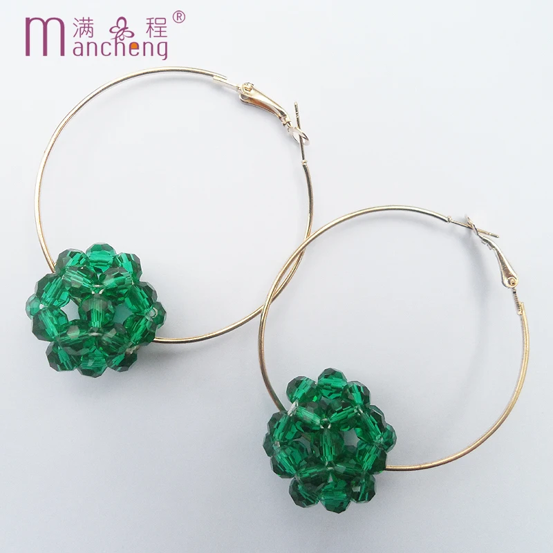 fnaf 2 rupee item Hollow Carved Ball Malachite Green Bead Crystal Earrings Stud Pendants Enamel Geometric Mujer Classic 50MM