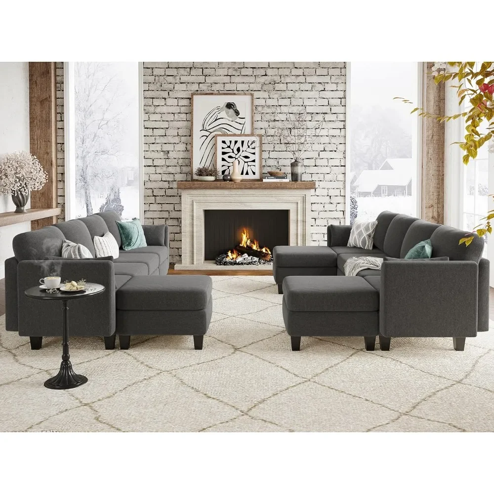 Modular Sectional Sofa, Convertible U Shaped Sofa Couch with High Density Memory Foam, 6 Seat Comfy Modular Sofa Couch
