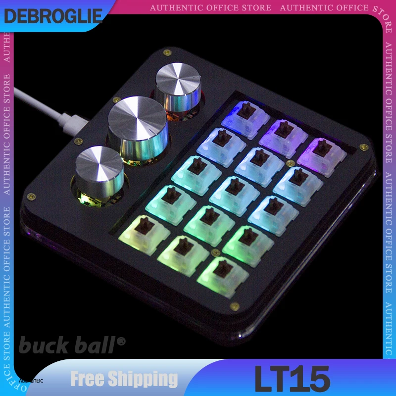 

Debroglie Lt15 Gamer Mechanical Keyboards 15Keys Hot Swappable Mini Keyboard With 3 Knobs Qmk Via Customized Macro Keyboard Gift