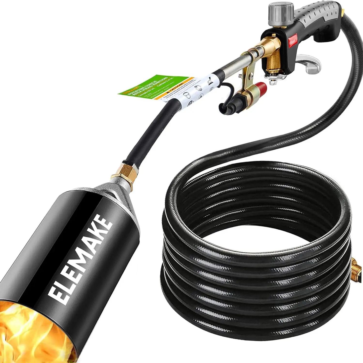 High-Output Propane Weed Burner with Electronic Ignition, 10ft Hose for Garden & Snow Melting