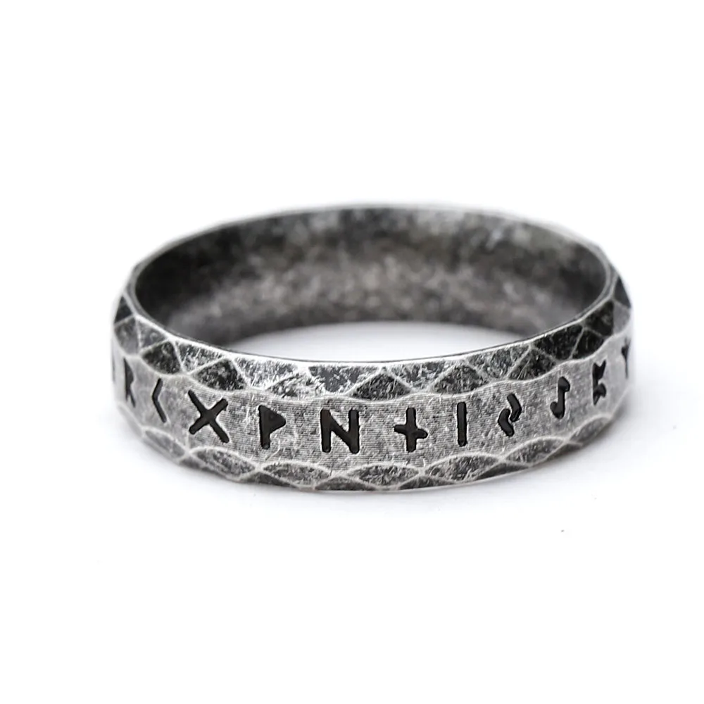 NEW 6MM Stainless steel Ring Punk Style Antique Retro Male Jewelry Viking Ring Female Amulet Vintage Norse Rune Rings For Women view 6