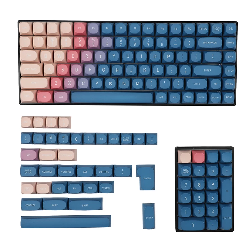 PBT material MA height sunset color scheme 141-key mechanical keyboard personalized cross chrysanthemum personalized keycap