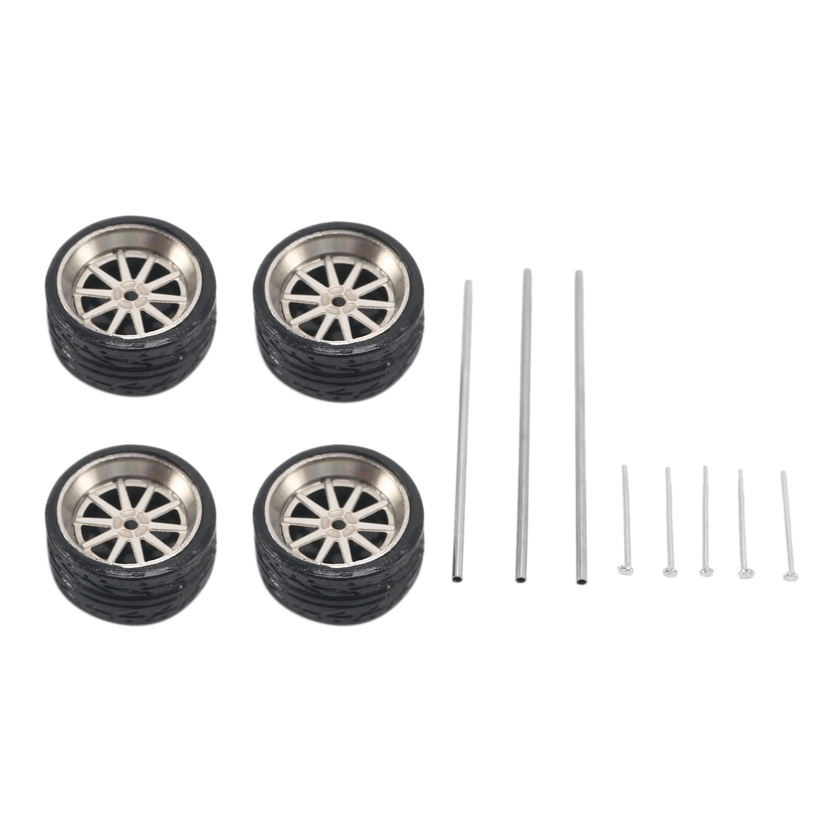 4Pcs 1/64 Scale Alloy Wheels Tire Alloy Model Car General Modified Tire for 1:64 Vehicles General Model Tire B5