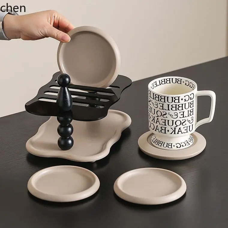 ZML design anti-scalding coaster storage rack, high-end housewarming gift, water cup insulation pad