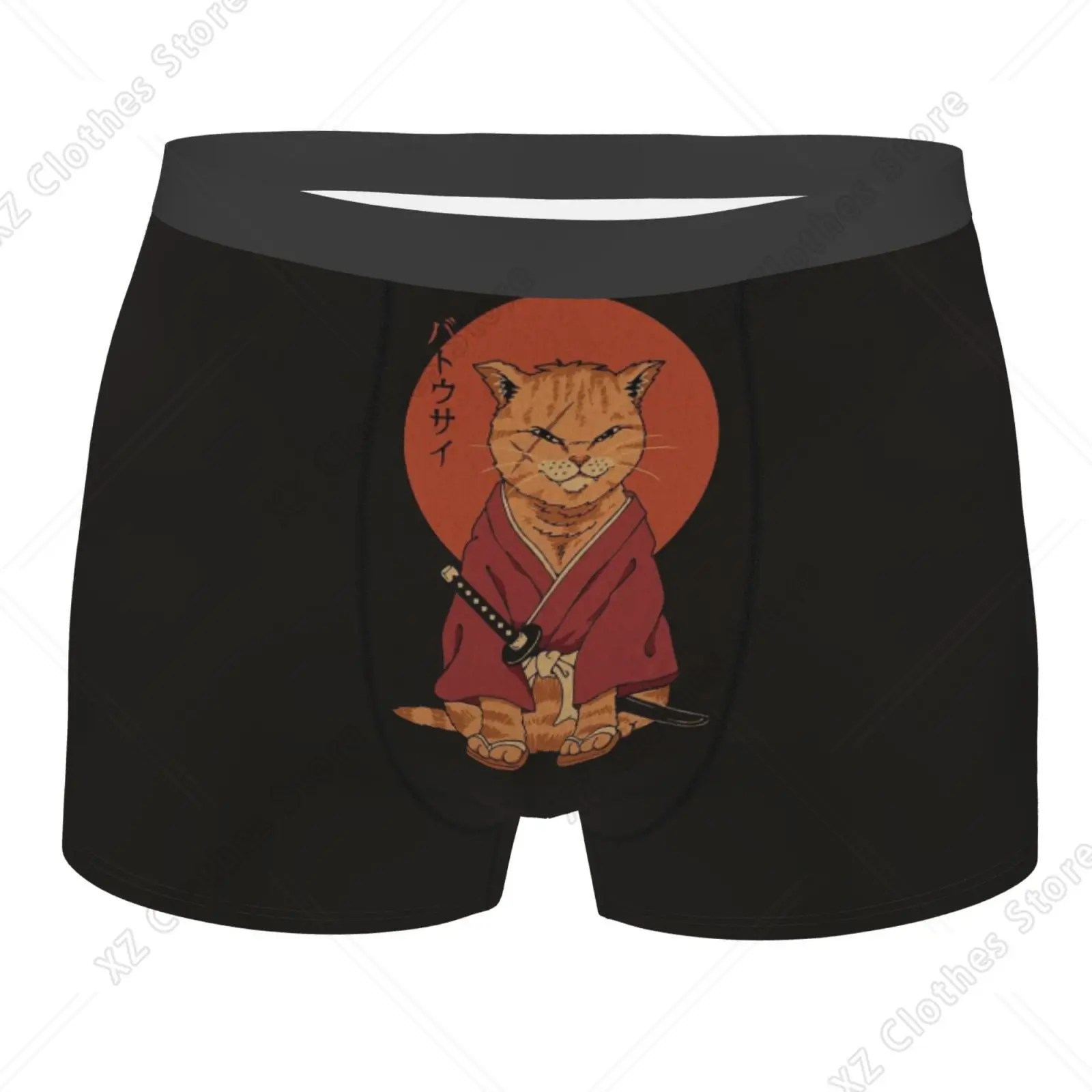 Japan Samurai Cat Print Men's Underwear Healthy Soft Comfortable High-Quality Men's Briefs Stylish Trendy Casual Sports Panties