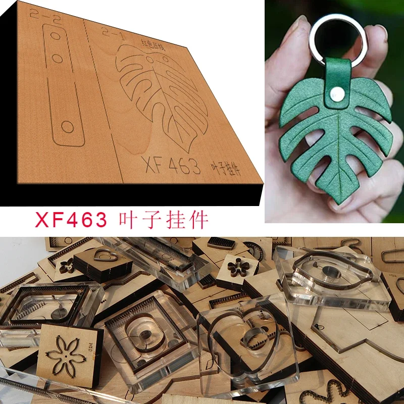 New Japan Steel Blade Wooden Die Leaf pendant Leather Craft Punch Hand Tool Cut Knife Mould XF463  leather craft tools