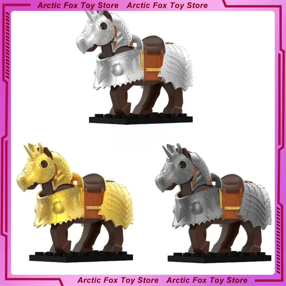 

New 5cm Third-party Medieval Series Horses Building Blocks Action Figure PVC Model Desktop Ornaments Collection Gifts Toys Kids
