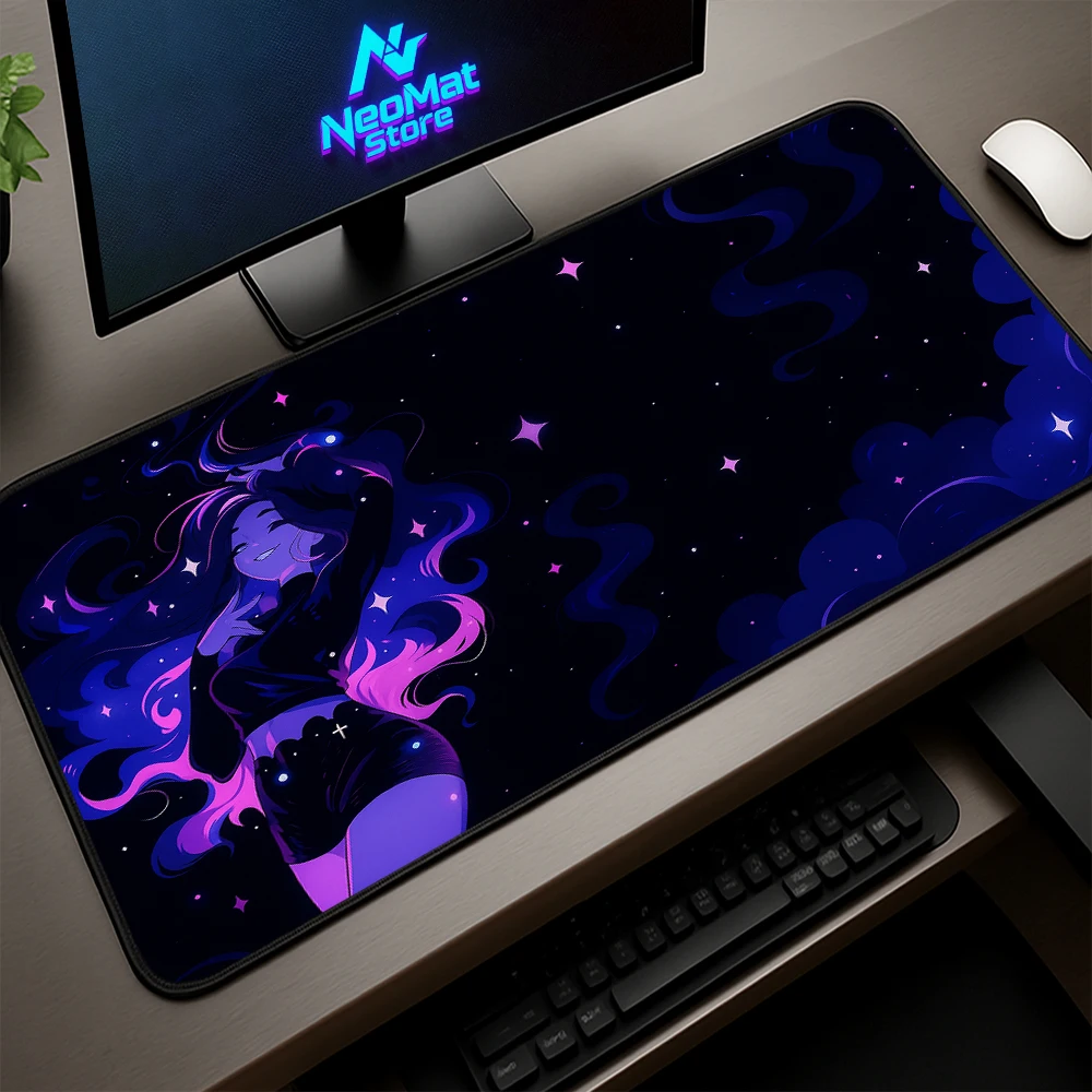 

Black Keyboard Mat 1200mm Anime Girl Large Mouse Pad Gaming Table Mats Desk Pads 100x50 Aesthetic Slipmat Pc Accessories Playmat