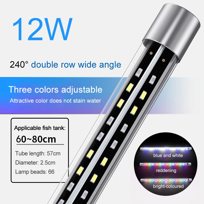 Aquarium Licht LED Groothoek Waterdichte Aquarium Lamp Dompelpompen Hoge Helderheid RGB Aquarium Decor Licht Plant Groeien 27-57cm