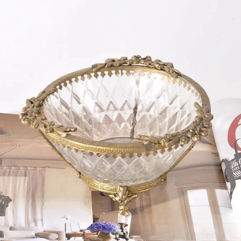 Brass glass fruit plate Nordic American living room creative melon seeds dried fruit tea several snacks plate ornament