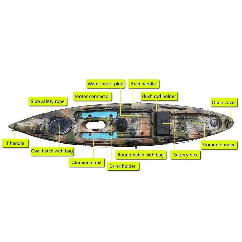 2.7 Meter Single Kayak Sit on Top Fishing Kayak Rowing Boat Sea Kayak with Electric Motor and Pedal Drive