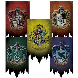 Bandeira Temática Harry Potter para Crianças, Filme de Hogwarts, Periférico, Grifinória, Sonserina, Padrão Retro, Decoração de Festa, Brinquedos Presentes