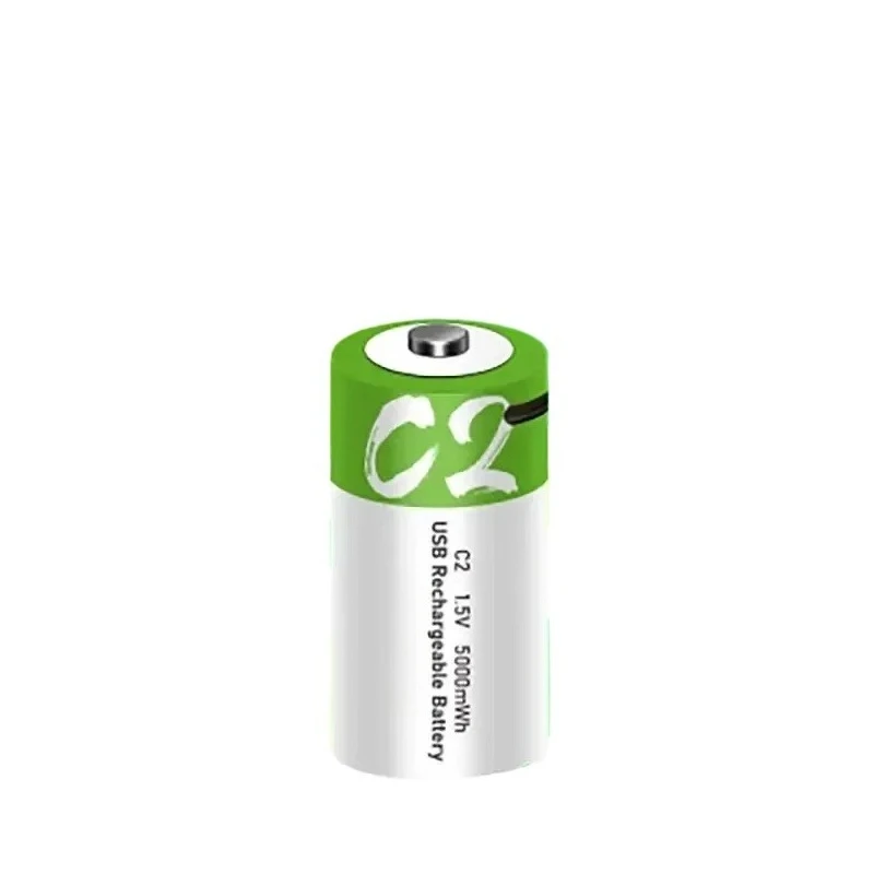 2PCS 5000mWh For Flashlight/Gas Cooker/Torch LR14 Equivalent Lasting C Size Li-po Rechargeable Battery Type-C USB Fast Charging